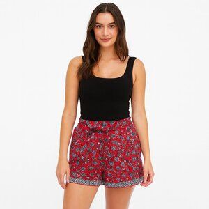 MaxStudio Red and Black Floral Shorts Size Small